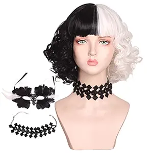 Wig with Mask and Necklace for Halloween Cosplay