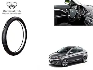 Amazon Brand- Universal Hub Car Steering Wheel Cover (Ultimate Chrome Black) for Tata Tigor