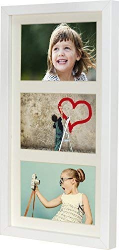 BD ART 23 x 50 cm Marcos de Fotos Multiple con paspartu per 3 Foto 13 x 18 cm, Blanco