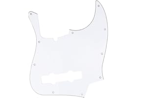 Musiclily Pro 5 Corde 10 Fori Contemporaneo Battipenna J basso Pickguard per Fender American Jazz Bass, 3 strati Bianco