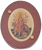 Kapasi Handicrafts Wooden 24 Carat Gold Plated Foil and Embedded Acrylic Car Dashboard Handicraft Goddess Durga Photo Frame