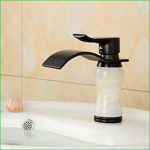 MIAORUI The bathroom faucet water mixing tap hot bending natural white jade black copper faucet body falls