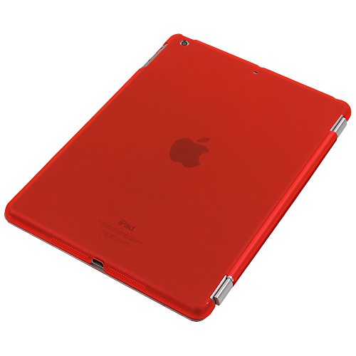 Besmall Neu Ultra Slim Edles iPad Air iPad 5 Hülle – Smart Cover Leder Case Schutz Hülle Tasche + Back Case – inkl. Displayschutzfolie Reinigungstuch Stift mit Multi Ständer Auto Sleep Wake (iPad Air/iPad 5, Farbe:Rot) - 4