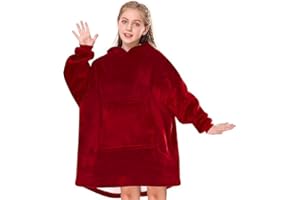 Gentlewarm Blanket Hoodie for Kids, Oversized Blanket Hoodie for Girls Boys, Wearable Blanket Hoodie Sweatshirt, Super Soft Sherpa Fleece Dressing Gown Throw Hooded Rob with Pocket