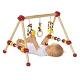 solini Spieltrapez aus Holz - Babyspielzeug mit Kugeln & Ringen - fördert die Motorik - Holztrapez zum Schauen & Greifen - bunt