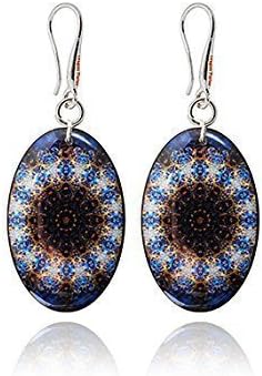 Dragon PorterHandmade Mandala Dangle Earrings for Women, Boho Costume Statement Jewellery (Style 46 - Yellow Blue)