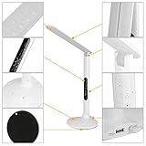 BESTEK 7W Led Schreibtischlampe dimmbare Tischleuchte Uhr, 4 Modi/5 Stufen, digitales Display(Uhrzeit, Wecker, Temperatur) und USB Port zum Aufladen, Augenschutz, Touchfeld, weiß - 3
