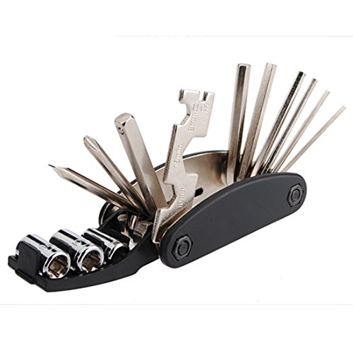 Qiorange Fahrradwerkzeug 16 Multi-Function Fahrrad Reparatur-Set Mini Falt Multitool Alu - 2