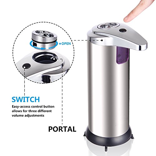 Itian Automatischer Seifenspender Touchless Handsfree Edelstahl Flüssigkeit Infrarot-Sensor-Seifenspender, Ideal für Badezimmer oder Küche - 7