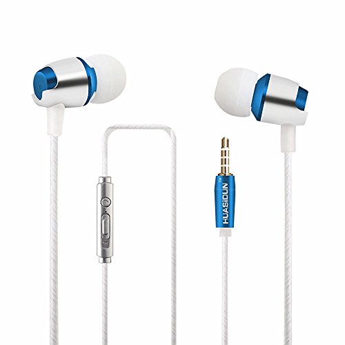 Preisvergleich Produktbild In-Ear verdrahtete Kopfhörer, [Neue Version 2018] Dewanxin verdrahtete Earbuds Kopfhörer Wasserdicht Stereo-Sportkopfhörer mit Mikrofon für alle 3,5 mm Schnittstelle Gerät (Dunkelblau)
