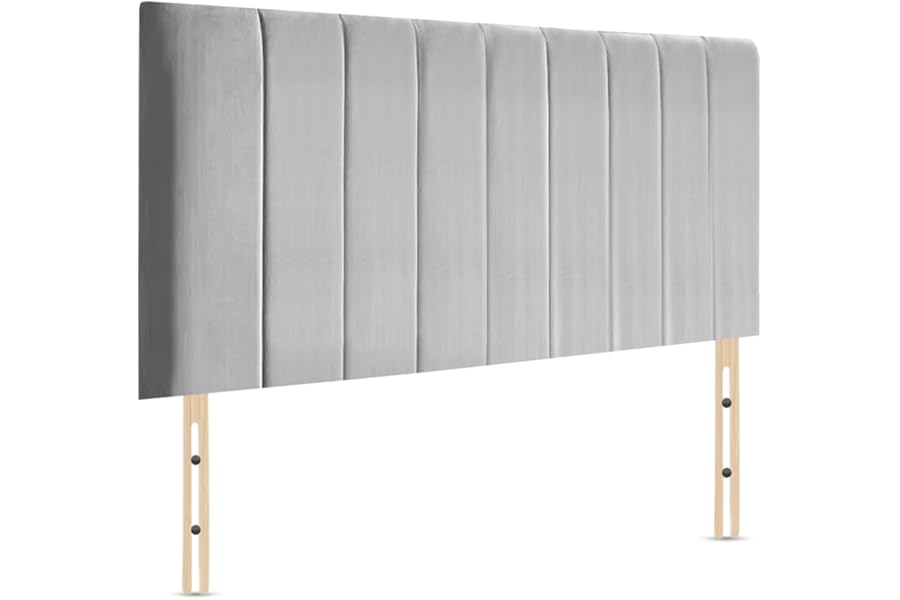 Elixir Portland Divan Bed Headboard | Elegant Plush Velvet Fabric Headboards for 3ft Single size Bed | Silver color with wooden material Stylish headboards for beds (Silver, 3ft Single Height-20inch)