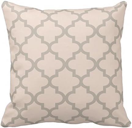 Decorative Cushion Cover Moroccan Quatrefoil Pattern | Blush and Taupe Throw Pillow Cover 18X18