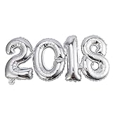 NUOLUX 2018 Folien Luftballon 2018 Silvester Party Favor Dekoration (Silber)