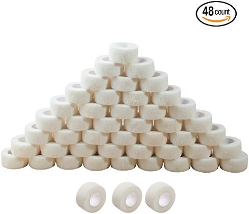 WLot 48 Rolls Self Adhesive Bandages Cohesive First Aid Wrap Medical Tape Elastic Waterproof for Finger Ankle Wrist Elbow Sprains Swelling 1" x 5 Yards (White)
