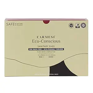 Carmesi Eco-Conscious Sanitary Pads - 30 Pads (Large) - Rash-Free Periods - Eco-Friendly Plant Composition - Paper Packaging with No Plastic - No Fragrance, No Chlorine