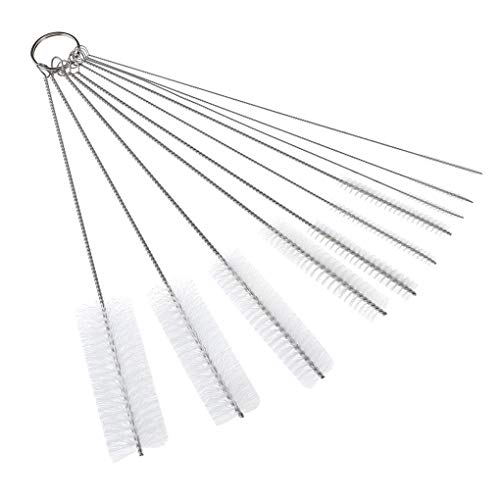 Preisvergleich Produktbild Mengonee 10pcs weiße Nylon-Kopf-Edelstahl-Handgriff-Bürst...