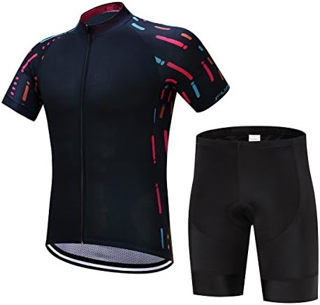 FUALRNY Men's Sport Suit Clothing Summer Cycling Jersey and Shorts Bike Clothes Set Black