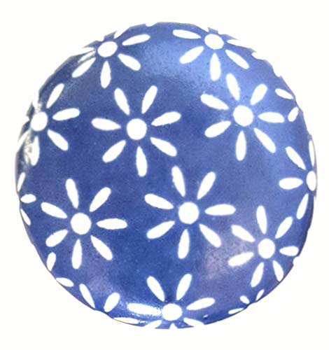 Preisvergleich Produktbild French Furniture Fittings FFF Keramikknöpfe, für Küchenschränke, Schranktüren, Kommode, Möbel, Schubladengriffe, Porzellan, blaue Gänseblümchen, Vintage-Stil, Shabby Chic, 38 mm, 6 Stück