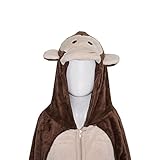 Kinder Mädchen Jungen Weich Flauschig Animal Affe Gorilla Leopard Schädel Camofulage Wolf Onesie Kostüm - Jungen, Affe, 9-10 Years - 