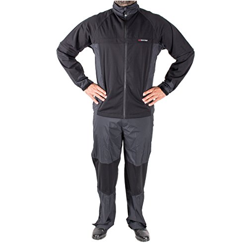 Rolly Chen Herren Golf Anzug Jacke Hose Regenjacke Rain Regenanzug Regenkombination wasserfest windfest Fahrrad (Jacke schwarz / Hose schwarz, XXL)