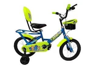 BSA Trin 14T Kids Bike Basket Training Wheel Bicycle Supporting Seat Cycle, Blue, Girls Boys, Age 2-5Years