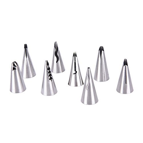 8 Russische Tulip Blume Spritzbeutel Düsen Barbie Prinzessin Rock Kleid Kuchen Dekoration Tipps DIY Teig Werkzeug & #-; 1 Silikon Spritzbeutel & #-; 1 Kupplung - 2
