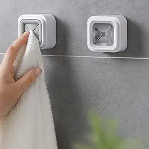 VAVSU Punch Free Towel Plug Holder Bathroom Organizer Rack Towels Storage Wash Cloth Clip Bathroom Kitchen Accessories Tool (2)