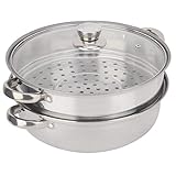 【Acero inoxidable de grado alimentario】 La olla de vapor está hecha de acero inoxidable de grado alimenticio y se ha pulido cuidadosamente para obtener una superficie lisa y redonda. Es seguro para su familia. Sin olor, seguro y saludable. Resistencia a altas temperaturas, durabilidad en uso por un par de años.