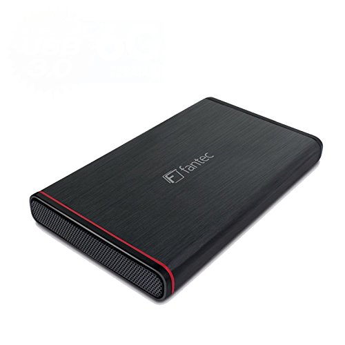 FANTEC 225U3-6G Externes Festplattengehäuse (für den Einbau einer 6,35 cm (2,5 Zoll) SATA I/II/III Festplatte oder SSD, unterstützt SATA III 6G Festplatten, USB 3.0 SUPERSPEED Anschluss, Aluminium Gehäuse) schwarz