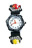 Eleoption Wasserdicht 3D Cute Cartoon Digital Armbanduhren Time Teacher Geschenk für kleine Mädchen Jungen Kids Kinder Umweltfreundlich Silikon Armbanduhr (schwarz Auto)
