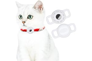 ZTVOWTO MUXIN AirTag Funda de silicona para collar de mascota, Buscador de GPS AirTag portátil ajustable para collar de perro y gato 2 uds (Blanco)
