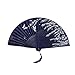 Produktbild Btruely Hand Fans Damen Handfächer Schmetterling und Blütenkirsche Stofffächer Fächer Frauen Hand Halten Fans für Wanddekoration, Geschenke Hochzeit Party Karneval (Ein Größe, Marine)