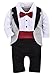 ZOEREA Newborn Infant Toddler Baby Boys Tuxedo Long Sleeved Cotton Gentleman Onesie Romper Jumpsuit with Bowknot Wedding Suit Black 3-18 Months