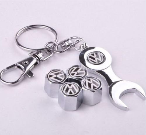 VOLKSWAGEN VW Car Wheel Tyre Valve Dust Caps Covers Spanner Keying Set of 4 ** SOLD OVER 1000 + **
