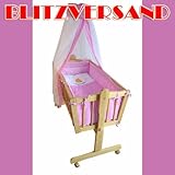 Komplette Babywiege Babybett Stubenwagen Schaukelwiege Wiege Babybett rosa 51365-03 - 5
