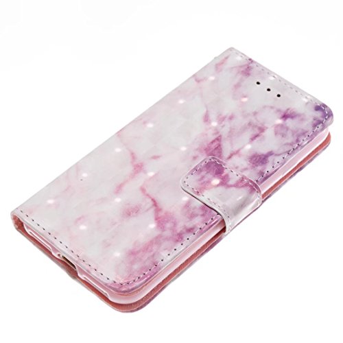 Lanpangzi PU Ledertasche Fall fÃ¼r iphone 7 Marmor Muster HÃ¼lle Bookstyle Tasche Flip SchutzhÃ¼lle mit Standfunktion Kartenfach Federung Hard Back Case - Rosa Marmor + Metall BerÃ¼hren Stift
