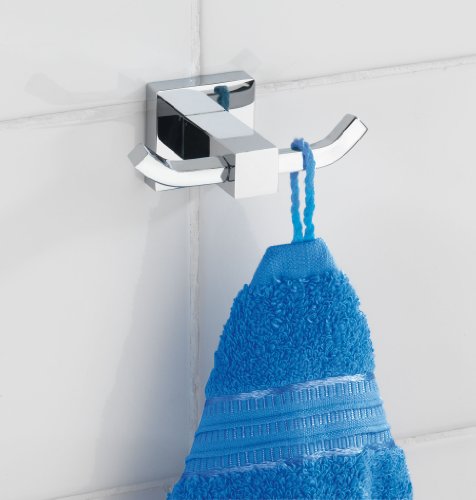 WENKO 17967100 Power-Loc Wandhaken Duo San Remo – Befestigen ohne bohren, Doppelhaken, Messing, 10 x 5 x 5.5 cm, Chrom - 3