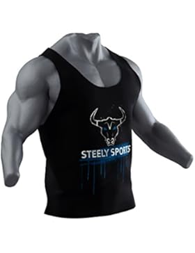 Steely-Sports Herren Bodybuilding Tank-Top – Stringer Tank-Top – Farbe: schwarz Größen: S-M-L-XL