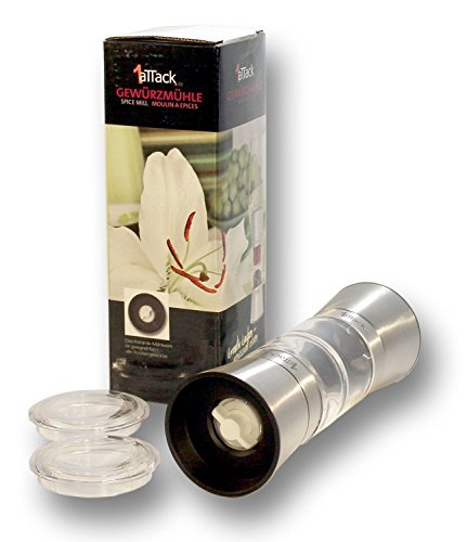 Salz- und Pfeffermühle Set 2-in-1 aus Edelstahl | Keramikmahlwerk | Design Geschenke für Köche und Gourmets - 2