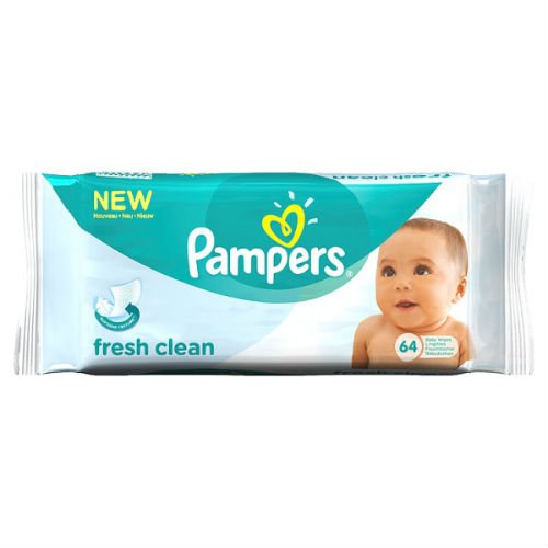 Pampers Fresh Clean Baby Wipes Single Pack 64 Wipes Case of 12
