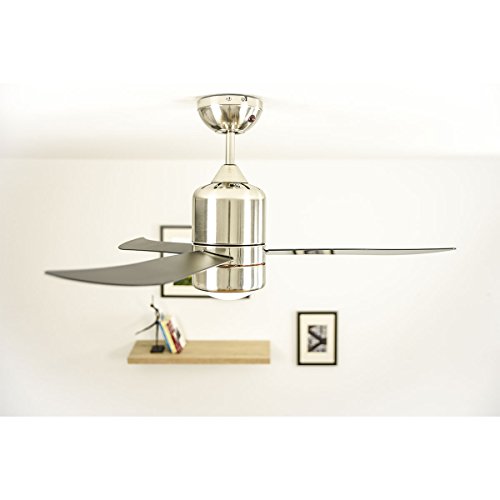 aireRyder Deckenventilator Loft mit Beleuchtung und Fernbedienung, Gehäuse Nickel satiniert, Flügel Transparent, 112 cm - 2