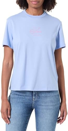 Calvin Klein Donna T-Shirt Maniche Corte Classic Fit Tee in Cotone, Blu (Moderate Blue), S