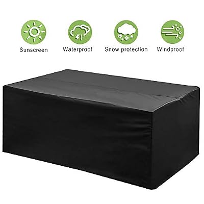 phixilin Housse Table de Jardin, phixilin Housse Mobilier Jardin 190T Polyester Imperméable Bâche Salon de Jardin Protection Antipoussière Housse de Meuble pour Tables de Jardin, Chaise, Canapé (200*160*70cm)