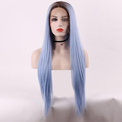 Arimika Straight Ombre Blue Heat Safe Synthetic Hair Lace Front Wig For Woman