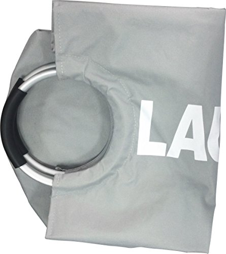 Faltbare Wäschesack, Oxford Tuch Aluminium Griff groß Speicherung und PE Board auf Unten, Stoff Wäschekorb groß Wäschesammler hellgrau - 3