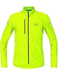 Gore Bike Wear Element Thermo - Maillot de ciclismo para hombre, color negro/ amarillo flúor (neon yellow), talla S