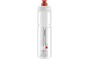 Elite Jet 750ml Transparente Logo Rojo – Botella biodegradable ciclismo – Ligera compacta – Alto flujo sin BPA