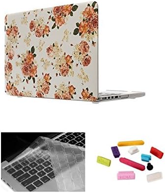 HYAIT 3-in-1 Ultra Slim Hard Case + Keyboard Cover + Anti-dust Plugs For 15-inch Model A1398 MacBook Pro (with 15.4-inch Retina Display) --Flower