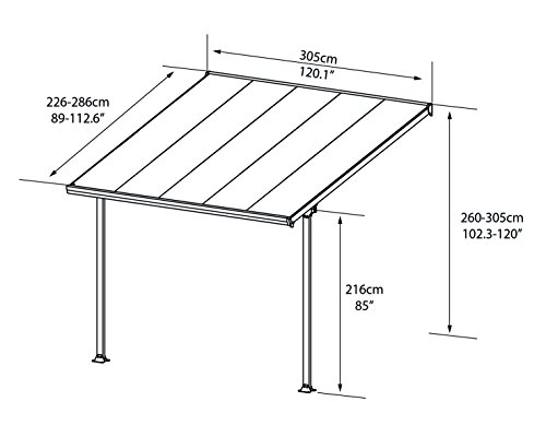 Hochwertige Aluminium Terrassenüberdachung, Terrassendach 300×305 cm (TxB) – weiß inkl. Befestigung - 3
