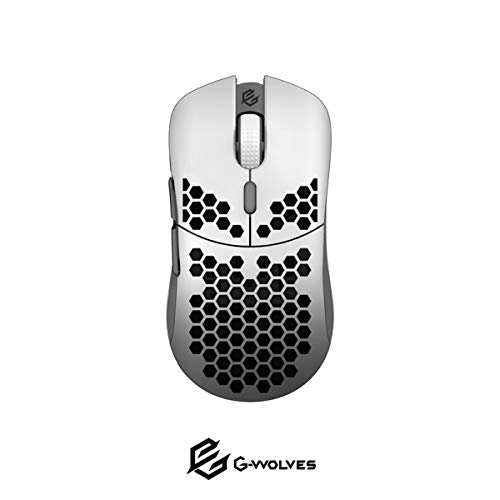 G-Wolves Hati HT-M 3360Ultra Ligero Honeycomb Shell Wired Gaming Mouse hasta 12000 CPI - 6 Botones - 2.18 oz (Blanco)